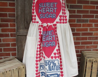 Feed Sack Jumper, (SZ X-Small), Sweetheart Sugar Print, Prairie Style country jumper, Garden girl, market apron