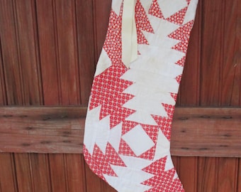 vintage quilt stockings, Christmas stock, Santa Stockings, country Christmas decor, handmade, Farmhouse decor, quilted stockings, primitive