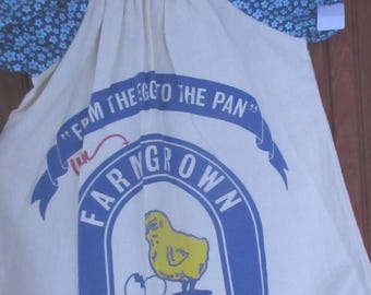 Flour sack dress, Size 6, feed sack dress, chick, girls, prairie, country, farmhouse, primitive dress, organic cotton, children's chicken