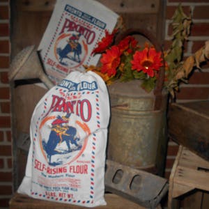 Flour sack, feed sack, 12 x 20, cowboy feed bag, country home decor, farm house decor, cowboy decor, cowboy flour sack, grain sack, bag