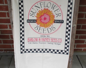 Sunflower Feed Sack Fabric: Organic Cotton Pillow Panel (58" x 40")