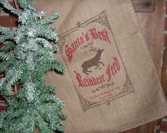 Christmas bag, sack, Burlap Santa Sack: Reindeer Feed Bag, Holiday Decor