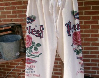 Feed Sack Pants, Size Small, Organic Cotton: Farmhouse Style, beach, summer pants