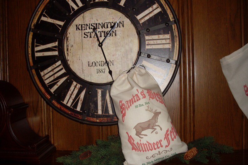 Christmas bag, Reindeer bag, Santa Bag, Feed sack, grain sack, gift bag, Feed Sack, Santas Best Reindeer Feed, Feed Sack, reusable gift bag image 3