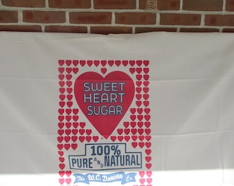 feed sack fabric, sugar sack fabric 40" T x 63" W, curtain fabric, organic flour sack toweling, organic fabric, country fabric, fabric