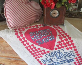 Sweet Heart Sugar Flour Sack Towel: Organic Turkish Cotton Cream Tea Towel
