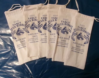 feed sack, Horse bag, feed bags, 6 gift bags, 3-1/2 wide x 10 tall, horse bag, cotton bag, flour sack, mini bags, coffee bag, candy bag.
