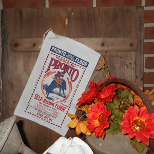 Vintage Cowboy Flour Sack: Pronto Feed Bag, Country Farmhouse Decor (12x16)