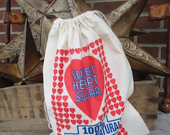 Sweet Heart Sugar Bag: Farmhouse Valentine Decor, 12x16 Cotton Sack