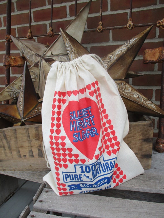 Sweet Heart Sugar Bag: Farmhouse Valentine Decor, 12x16 Cotton Sack