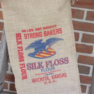 Vintage Burlap Feed Sack: American Eagle Farmhouse Decor (14x25)