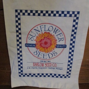 Feed sack, feed bag, 11 x 19, Sunflower bag, Flower sack, seed bag, feed sack, Barlow, grain bag,  fabric supplies, craft supply, seed sack,