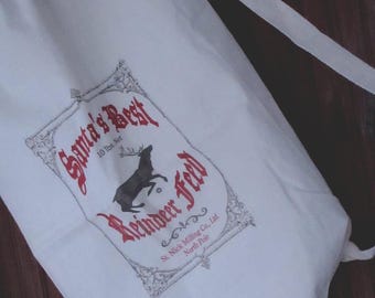 Vintage inspired, Santa Sack, Christmas canvas Feed Bag, Holiday Decor (20x32) santa