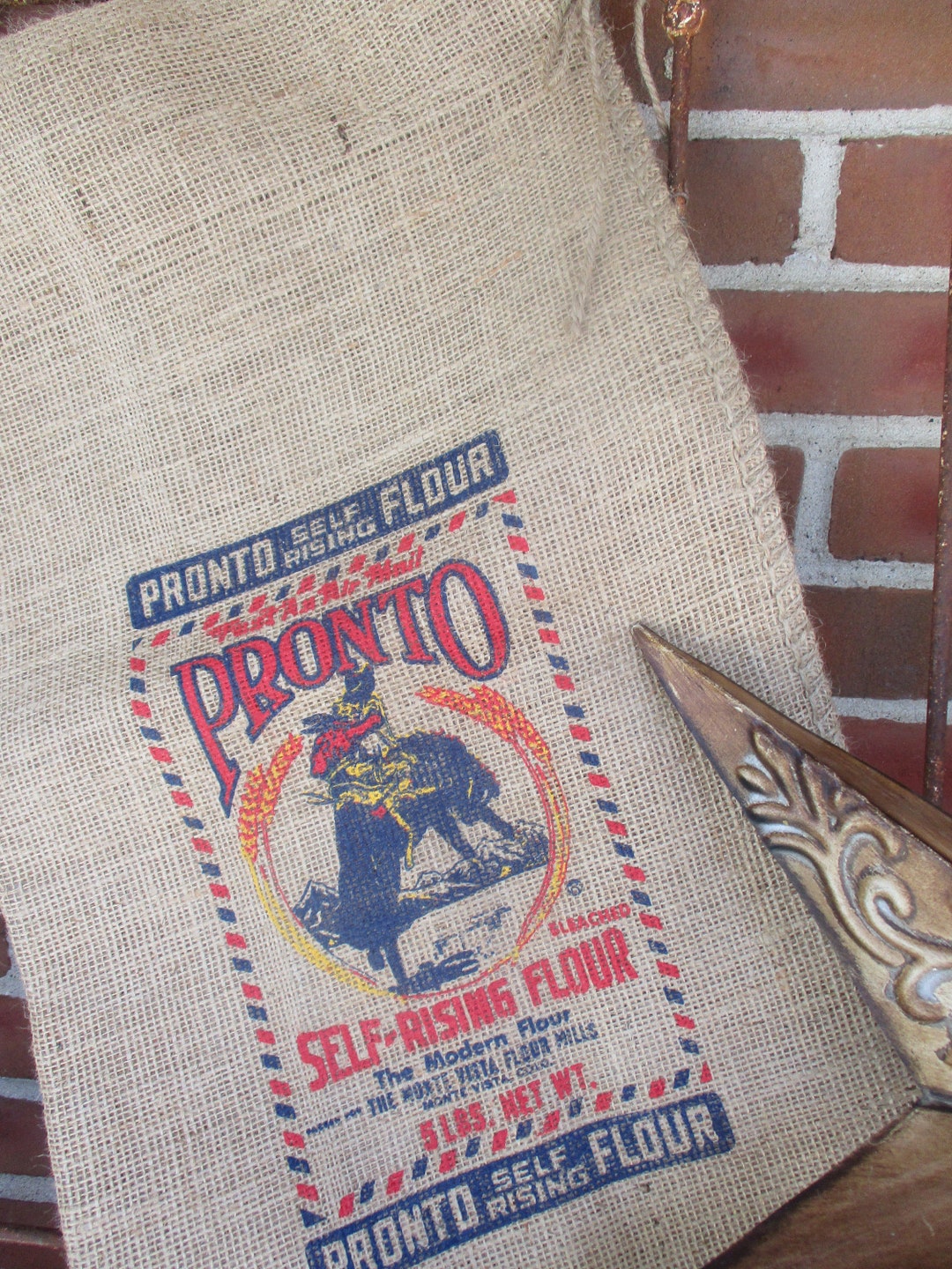 Burlap Bag, Feed Sack, 14 X 25, Cowboy Feed Bag, Country Home Decor