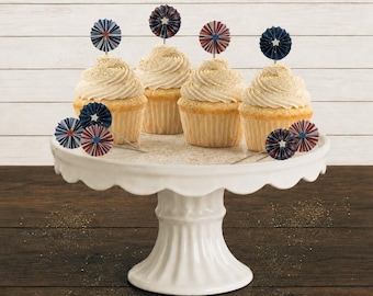 Fourth of July Pinwheel Cupcake Toppers: Whimsical Party Decorations