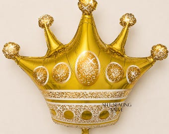 Gold Crown Balloon Princess Party Birthday Decoration Baby Shower Gender Reveal Photo Backdrop Dessert Table Centerpiece Display Royal Theme