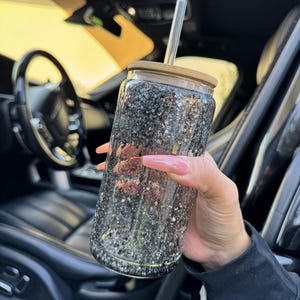 Glitter Snow Globe Tumbler: 16oz Iced Coffee Glass with Lid