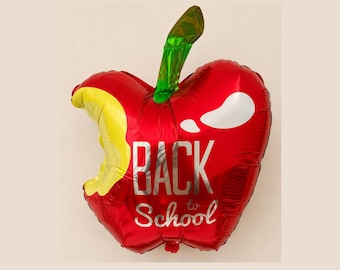 Apple Shaped Back to School Mylar Balloon: Teacher Appreciation, Classroom Party Prop