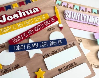 Personal School Sign 1st Day School Board Last Day Back School Reusable Photo Prop Personalized Milestone Keepsake Memory Picture Student