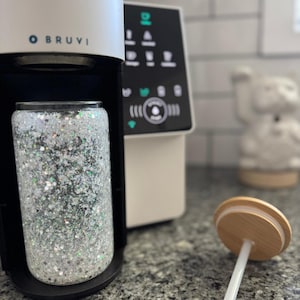 Sparkly Tumbler for Iced Coffee Cup in coffee maker bamboo lid with glass straw