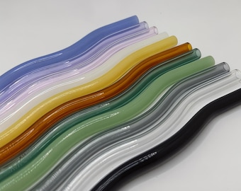 Wavy Borosilicate Glass Straw: Reusable Colored Straw for Tumbler
