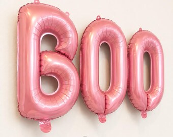 Pink Halloween Balloons Party Supplies Boo Banner Letter Set Mylar Foil Balloon Decoration Trick Treat Event Backdrop Photo Prop Spooky