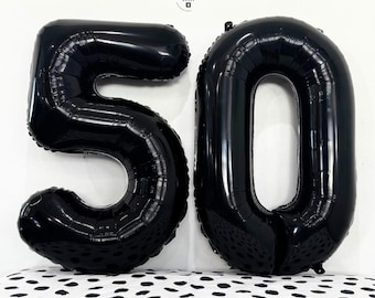 Black Number 50 Foil Balloons | 50th Birthday Celebration