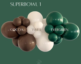 Football Party Balloon Garland: Cocoa, White, Evergreen DIY Decor