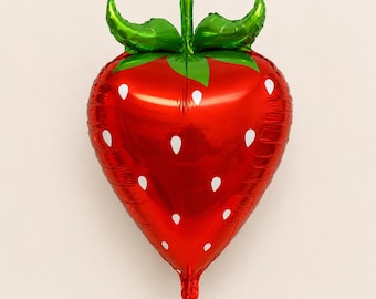 Strawberry Balloon Party Birthday Celebration Baby Shower Fruit Theme Summer Event Kids Festive Foil Mylar Helium Inflatable Shaped Berry