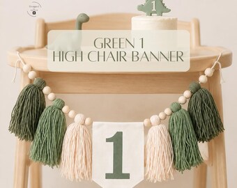 First Birthday High Chair Banner Decoration One Year Old Party Cake Smash Photo Backdrop Baby Milestone Turning Age Celebration