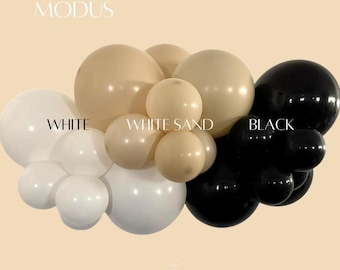 Black, White & Sand Balloon Garland Kit: Anniversary Party Decor