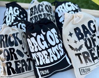 Personalized Halloween Favor Bags: Cotton Trick or Treat Party Gifts