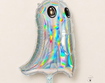 Halloween Party Decoration Ghost Themed Birthday Celebration Prop Balloon Holographic Iridescent Mylar Foil Inflatable Nineteen Inch Rainbow