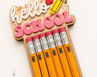 Teacher Desk Organizer Back to School Gift Kindergarten Classroom Pencil Holder Wooden Natural Engraved Custom Appreciation Present Educator