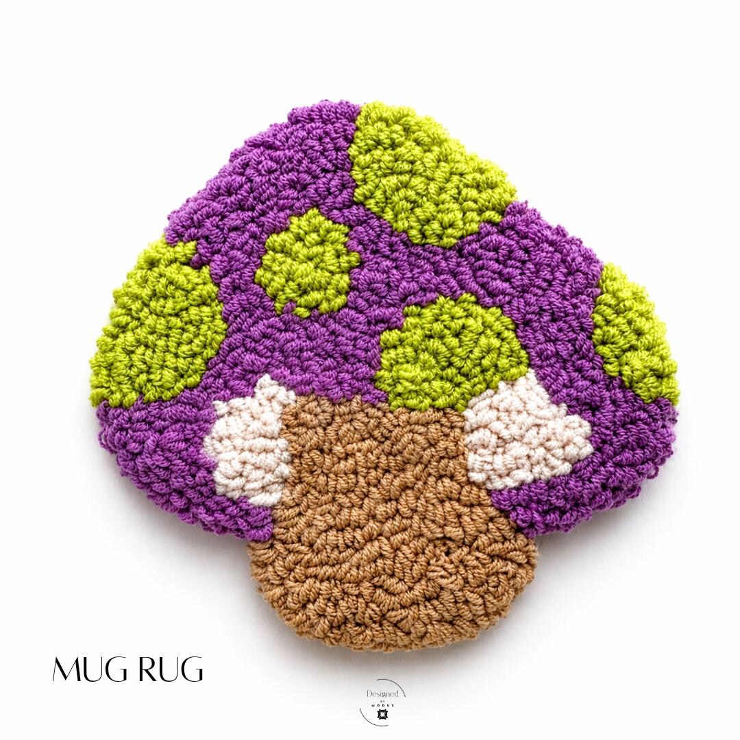 Toadstool Rug Mushroom Mug Rug Cottage Core Kitchen Coaster Handmade Crochet Coffee ...