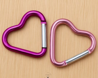 Heart Carabiner Clip – Pink Heart Key Ring for Bags, Purses & Keychains  Cute Metal Heart Clasp for Accessories and Gifts