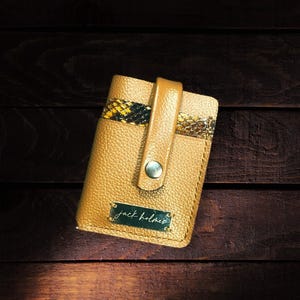 Cartera unisex de cuero genuino hecha a mano / Capacidad para más de 4 tarjetas / Bolsillo para efectivo