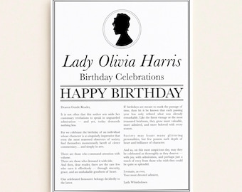 Personalised Bridgerton Themed Birthday Card | Lady Whistledown Regency Inspired | Gift For Her | Option To Send To Recipient