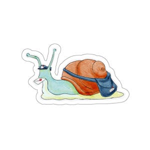 Snail Mail Kiss-Cut Stickers, Cute Punny Snail Mailman Design, Fun Animal Sticker, Planner Decor, Laptop Decal, Scrapbook Supplies