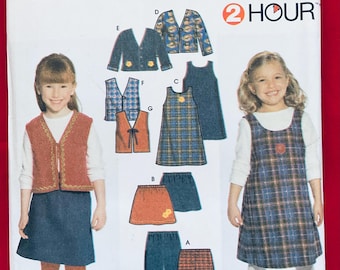 Simplicity 9854 Child’s Pants, Skirt, Jumper and Vest Sewing Pattern, Sizes 2-6X