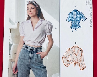 McCall’s M8198 Misses Cropped Tops Sewing Pattern, Sizes 16-24