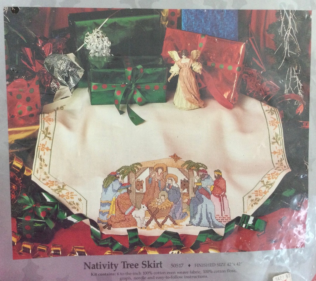 Candamar Nativity Tree Skirt Cross Stitch Kit From 1990 Etsy