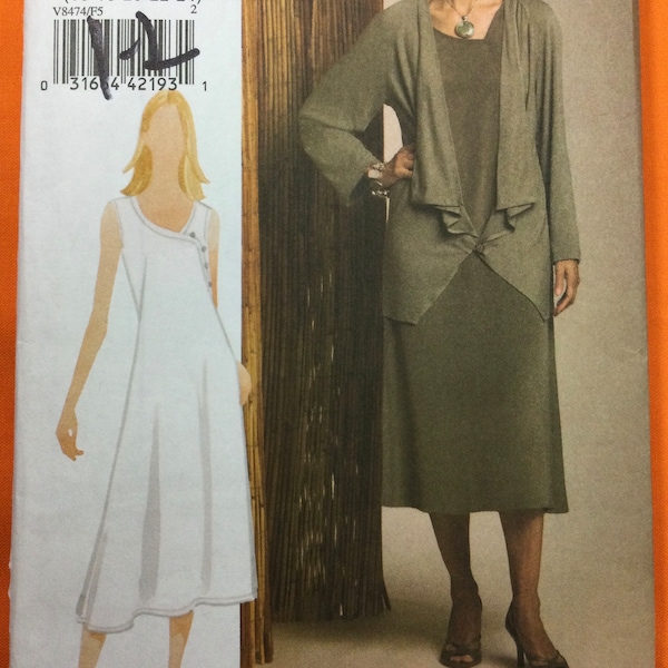 Vogue V8474 Misses Jacket & Dress Sewing Pattern, Sizes 16-24