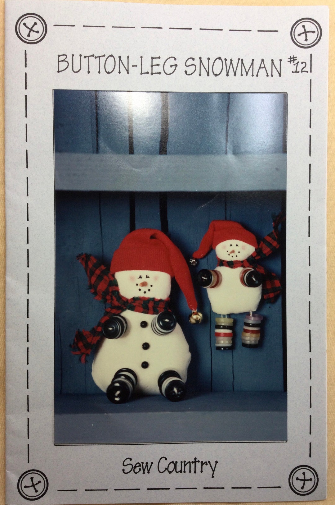 Snow Man Button Pattern Sew Country Button-leg Snowman Craft Pattern - Etsy