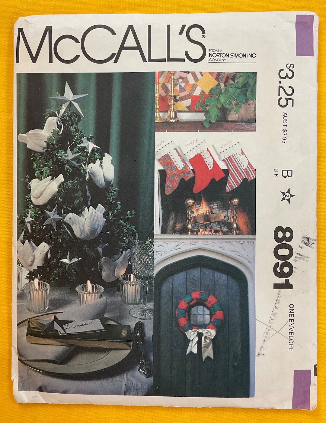 Mccalls 8091 Vintage Christmas Craft Sewing Pattern - Etsy