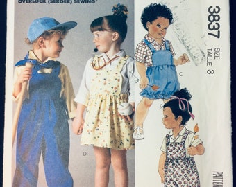 McCall’s 3837 Child’s Overalls & Jumper Sewing Pattern, Size 3