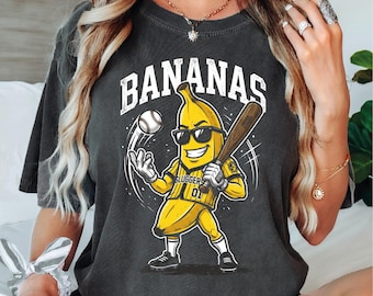 Funny Baseball Shirt, Banana Mascot Graphic Tee, Retro Game Day Tshirt