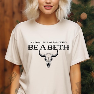 In a Wold Full of princessed Be a Bethin Shirt,Comfort Colors Boho Cow Skull Shirt, Cowgirl Shirt, Bull Skull Shirt, Country Music Shirt