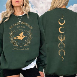 Women&#39;s Halloween Salem 1692 Sweatshirt, The Salem Apothecary Massachusetts Hoodie,Funny Halloween Two Sides Sweatshirt