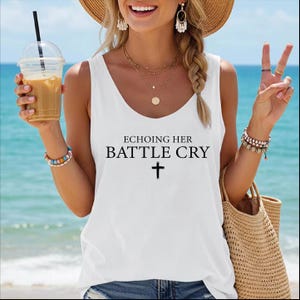 Echoing Her Battle Cry Racerback, Erika and Charlie Kirk Inspired Tank and V Neck
